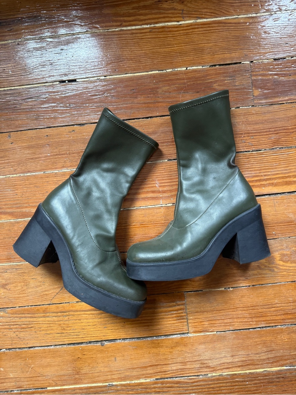 Steve Madden Olive Green Platform Sock Boots
